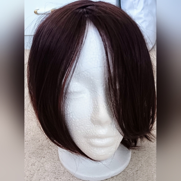 Unbranded~Dark Brown With Highlights 12 Inch Straight Modern Cut Bob Wig - Picture 5 of 13